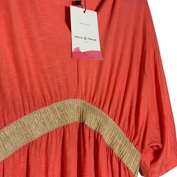 NWT Envie & Fraise Pink Gold-Belted Short-Sleeve Dress - Picture 4 of 4